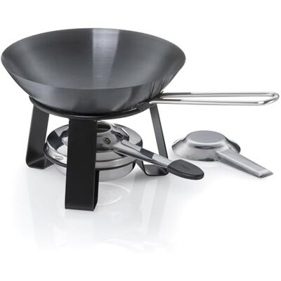 kela Mini Wok Joy, Ø 18 cm, 0,35 l, staal, zwart, met fornuis en deegbrander, PFAS-vrij, 10059 kela Mini Wok Joy, Ø 18 cm, 0,35 l, staal, zwart, met fornuis en deegbrander, PFAS-vrij, 10059