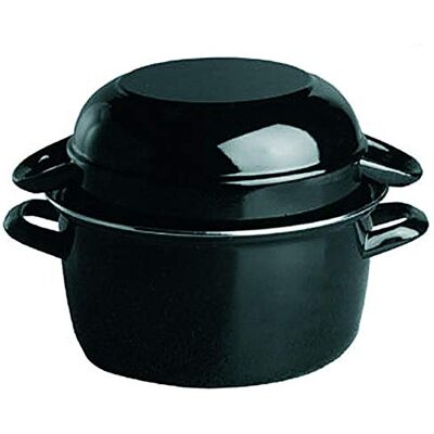 APS Mallenpot, serveervorm pot voor 2 kg, zeevruchtenpot, serveervorm pot, zwart geëmailleerde stalen molenpot, inhoud: 5,2 liter, 26,5 x 33 cm, hoogte 20 cm APS Mallenpot, serveervorm pot voor 2 kg, zeevruchtenpot, serveervorm pot, zwart geëmailleerde stalen molenpot, inhoud: 5,2 liter, 26,5 x 33 cm, hoogte 20 cm
