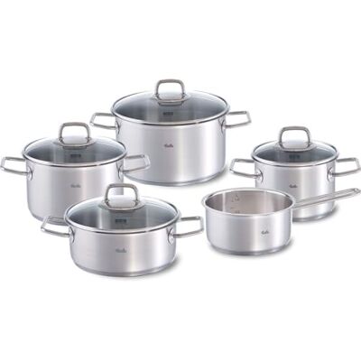 Fissler Viseo Jeu de Faitouts/Sautoir/Casserole en Acier Inoxydable, 5 Pièces, Faitouts/Sautoir avec Couvercle en Verre, (3 Faitouts, 1 Sautoir, 1 Casserole à Queue Sans Couvercle) Fissler Viseo Jeu de Faitouts/Sautoir/Casserole en Acier Inoxydable, 5 Pièces, Faitouts/Sautoir avec Couvercle en Verre, (3 Faitouts, 1 Sautoir, 1 Casserole à Queue Sans Couvercle)