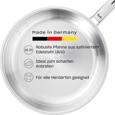 Fissler Pure Collection roestvrijstalen pan (Ø 24 cm) zonder coating binnenschaal Made in Germany geschikt voor inductie Fissler Pure Collection roestvrijstalen pan (Ø 24 cm) zonder coating binnenschaal Made in Germany geschikt voor inductie