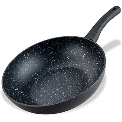 Fackelmann Marble Wokpan van 90% gerecycled aluminium, met ergonomische kunststof handgreep, grote wok met hoge rand om te koken, geschikt voor inductie Fackelmann Marble Wokpan van 90% gerecycled aluminium, met ergonomische kunststof handgreep, grote wok met hoge rand om te koken, geschikt voor inductie