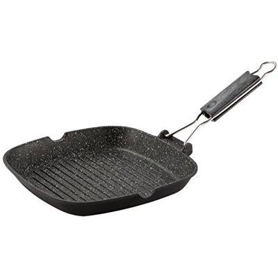 Barazzoni Gli Speciali Pressofuso grillpan van aluminium en Marmotech, 26 cm x 26 cm, zwart gespikkeld Barazzoni Gli Speciali Pressofuso grillpan van aluminium en Marmotech, 26 cm x 26 cm, zwart gespikkeld
