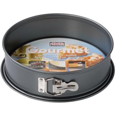 Kaiser Gourmet springvorm, rond, met platte bodem, 24 cm, lekvrij, anti-aanbaklaag, hittebestendig tot 230 °C, grijs Kaiser Gourmet springvorm, rond, met platte bodem, 24 cm, lekvrij, anti-aanbaklaag, hittebestendig tot 230 °C, grijs
