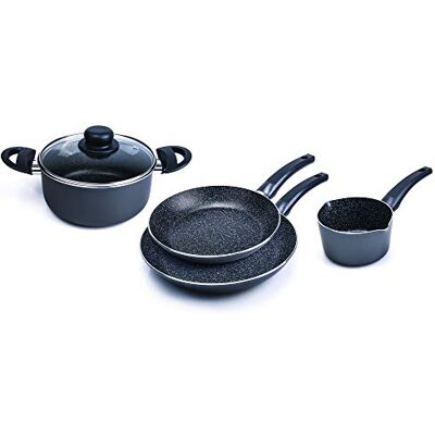 ALLUFLON Tradizione Italia kookgerei 5-delig, pannen 24 en 28 cm, pan 1 handvat 14 cm, pan 2 handgrepen 20 cm en deksel 20 cm, aluminium ALLUFLON Tradizione Italia kookgerei 5-delig, pannen 24 en 28 cm, pan 1 handvat 14 cm, pan 2 handgrepen 20 cm en deksel 20 cm, aluminium
