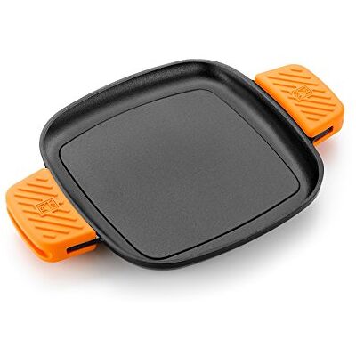 BRA Efficient Iron – vierkante grill zonder groeven, 24 cm, zwart, geëmailleerd gietijzer, geschikt voor alle warmtebronnen (inductie) BRA Efficient Iron – vierkante grill zonder groeven, 24 cm, zwart, geëmailleerd gietijzer, geschikt voor alle warmtebronnen (inductie)