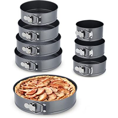 Relaxdays Set springvormen, 8 vlakken, diameter: 14/16/18/20/22/24/26/28 cm, roestvrij, anti-aanbaklaag, antraciet Relaxdays Set springvormen, 8 vlakken, diameter: 14/16/18/20/22/24/26/28 cm, roestvrij, anti-aanbaklaag, antraciet