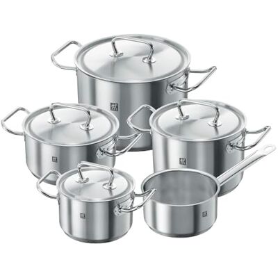 ZWILLING Set van 5 potten, 4 deksels, geschikt voor inductie, roestvrij staal 18/10, serie Twin Classic ZWILLING Set van 5 potten, 4 deksels, geschikt voor inductie, roestvrij staal 18/10, serie Twin Classic
