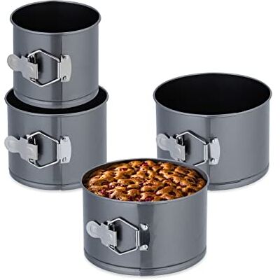 Relaxdays Set van 4 springvormen rond koolstofstaal met antiaanbaklaag antraciet Ø 12, 14, 16, 18 cm Relaxdays Set van 4 springvormen rond koolstofstaal met antiaanbaklaag antraciet Ø 12, 14, 16, 18 cm