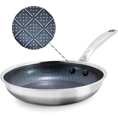 Blue Diamond Hybride pan met antiaanbaklaag van roestvrij staal 20 cm PFAS-vrije keramische pan Diamond Bond voor krachtig koken eier- en omeletpan vaatwasmachinebestendig Blue Diamond Hybride pan met antiaanbaklaag van roestvrij staal 20 cm PFAS-vrije keramische pan Diamond Bond voor krachtig koken eier- en omeletpan vaatwasmachinebestendig
