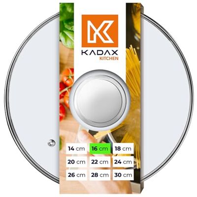 KADAX Universeel glazen deksel met zilveren handgreep, hittebestendig, voor pan en pan (16 cm) KADAX Universeel glazen deksel met zilveren handgreep, hittebestendig, voor pan en pan (16 cm)
