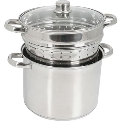 Crealys 504626 Olympe pastakoker, 8 liter, roestvrij staal, diameter 24 cm, glazen deksel en pasta-/groentemand, voor alle warmtebronnen, inclusief inductie, grijs Crealys 504626 Olympe pastakoker, 8 liter, roestvrij staal, diameter 24 cm, glazen deksel en pasta-/groentemand, voor alle warmtebronnen, inclusief inductie, grijs