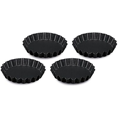 Guardini Gardenia Set van 4 crostatines Ø 12 cm staal met antiaanbaklaag zwart Guardini Gardenia Set van 4 crostatines Ø 12 cm staal met antiaanbaklaag zwart