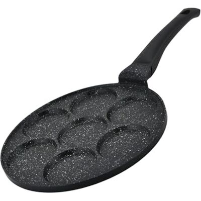 Herzberg , HGCP267HO, marmeren pannenkoeken- en pannenkoekenpan, antiaanbaklaag, 7 sleuven, ideaal voor gezond koken, krasbestendig, gemakkelijk te reinigen, 26 cm, kleur zwart Herzberg , HGCP267HO, marmeren pannenkoeken- en pannenkoekenpan, antiaanbaklaag, 7 sleuven, ideaal voor gezond koken, krasbestendig, gemakkelijk te reinigen, 26 cm, kleur zwart