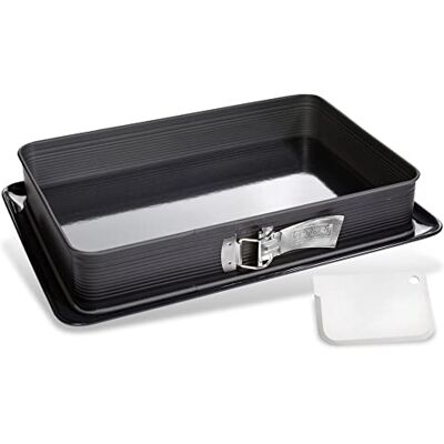 Zenker 7022 Rechthoekige springvorm, rechthoekige bakvorm, ovenschaal, ovenschaal, cakevorm met dienblad, geëmailleerd staal, 42 x 29 cm Zenker 7022 Rechthoekige springvorm, rechthoekige bakvorm, ovenschaal, ovenschaal, cakevorm met dienblad, geëmailleerd staal, 42 x 29 cm