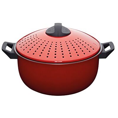 KitchenCraft World Of Flavours World of Flavours Kookpan/pastapot met afsluitbaar zeefdeksel, 4 l, rood KitchenCraft World Of Flavours World of Flavours Kookpan/pastapot met afsluitbaar zeefdeksel, 4 l, rood