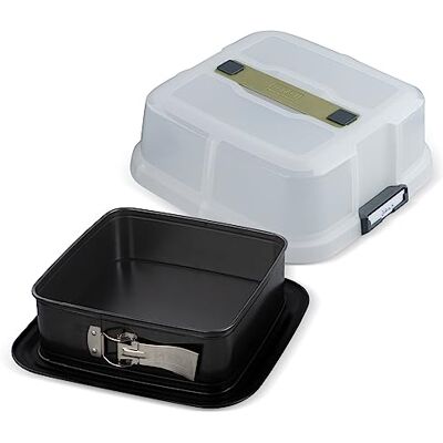 Zenker Bake & Go springvorm, vierkant, 24 x 24 x 8 cm, inclusief deksel voor transport en bakken Zenker Bake & Go springvorm, vierkant, 24 x 24 x 8 cm, inclusief deksel voor transport en bakken