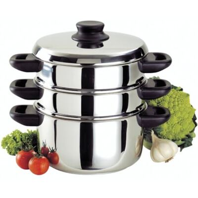 Baumalu 342640 Combinatie Stoom 3 Roestvrij Stalen Lichaam Diameter: 20 cm, Zilver Baumalu 342640 Combinatie Stoom 3 Roestvrij Stalen Lichaam Diameter: 20 cm, Zilver