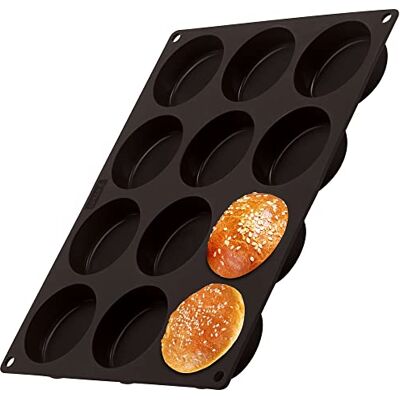 Lurch FlexiForm 85087 hamburgervorm met 12 vakken, BPA-vrij, platina-siliconen, voor 12 broodjes, Ø 6,3 cm, bruin Lurch FlexiForm 85087 hamburgervorm met 12 vakken, BPA-vrij, platina-siliconen, voor 12 broodjes, Ø 6,3 cm, bruin