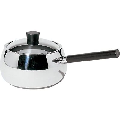 Alessi Sg55/pen B Mami Bourgondië steelpan met lange steel van roestvrij staal 18/10 met thermodiffuser bodem en zwart houten handvat Alessi Sg55/pen B Mami Bourgondië steelpan met lange steel van roestvrij staal 18/10 met thermodiffuser bodem en zwart houten handvat