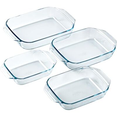 Pyrex Set van 4 rechthoekige glazen ovenschalen 27/31/35/39 cm Pyrex Set van 4 rechthoekige glazen ovenschalen 27/31/35/39 cm
