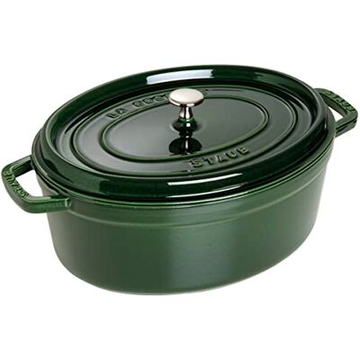 STAUB Gietijzeren stoofpan ovaal 33 cm 6,7 l basilicum groen STAUB Gietijzeren stoofpan ovaal 33 cm 6,7 l basilicum groen