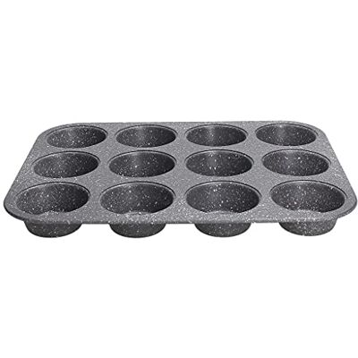 Tognana Pure Roq muffinvorm van aluminium voor 12 muffins, zwart Tognana Pure Roq muffinvorm van aluminium voor 12 muffins, zwart