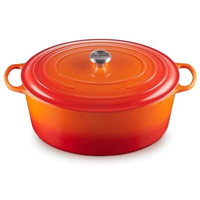 Le Creuset Signature geëmailleerde gietijzeren braadpan met deksel, Ø 40 cm, ovaal, 13,9 liter, Vulkanisch oranje, 21178400902430 Le Creuset Signature geëmailleerde gietijzeren braadpan met deksel, Ø 40 cm, ovaal, 13,9 liter, Vulkanisch oranje, 21178400902430
