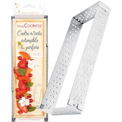 ScrapCooking Rechthoekig taartframe, uittrekbaar en geperforeerd in roestvrij staal Rechthoekige vorm, in lengte verstelbaar van 22 tot 42 cm Gelijkmatig bakken Accessoires voor gebak Dessert ScrapCooking Rechthoekig taartframe, uittrekbaar en geperforeerd in roestvrij staal Rechthoekige vorm, in lengte verstelbaar van 22 tot 42 cm Gelijkmatig bakken Accessoires voor gebak Dessert