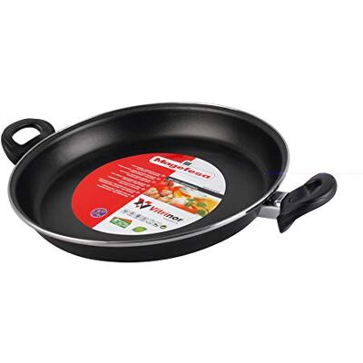 Magefesa 01101902 Paella-pan van geëmailleerd staal, antiaanbaklaag, versterkte tweelaags, geschikt voor alle soorten keukens, zwart, 30 cm Magefesa 01101902 Paella-pan van geëmailleerd staal, antiaanbaklaag, versterkte tweelaags, geschikt voor alle soorten keukens, zwart, 30 cm