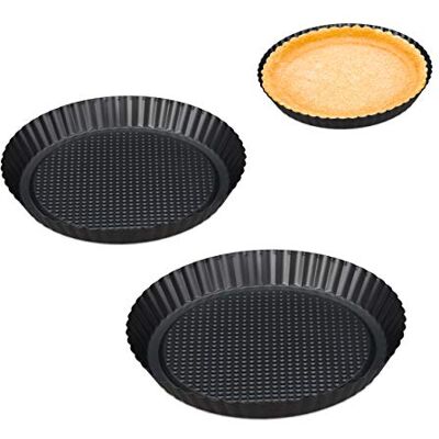 Relaxdays Set van 3 fruitvormen, diameter 21/26/28 cm, anti-aanbaklaag, voor taartbodem, antraciet Relaxdays Set van 3 fruitvormen, diameter 21/26/28 cm, anti-aanbaklaag, voor taartbodem, antraciet