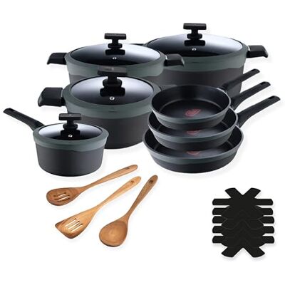 MasterPRO Gastro Reeco Set van 3 pannen van gegoten aluminium, 28, 24 en 20 cm, 1 steelpan 16 cm, 3 pannen van 28, 24 en 20 cm, 3 keukengerei en 5 pannenbeschermers MasterPRO Gastro Reeco Set van 3 pannen van gegoten aluminium, 28, 24 en 20 cm, 1 steelpan 16 cm, 3 pannen van 28, 24 en 20 cm, 3 keukengerei en 5 pannenbeschermers