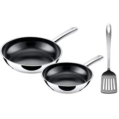 Silit Talis Set van 3 braadpannen met spatel 24 20 cm inductiekookpan met roestvrijstalen coating, ovenvast Silit Talis Set van 3 braadpannen met spatel 24 20 cm inductiekookpan met roestvrijstalen coating, ovenvast