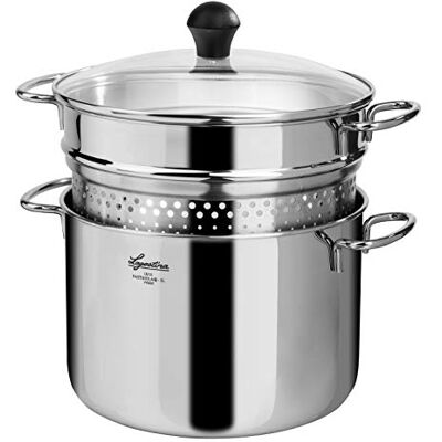 Lagostina Pastaiola Pastakookpan, roestvrij staal 18/10, voor alle warmtebronnen behalve inductie, inhoud 5 liter, diameter 22 cm, zilver Lagostina Pastaiola Pastakookpan, roestvrij staal 18/10, voor alle warmtebronnen behalve inductie, inhoud 5 liter, diameter 22 cm, zilver