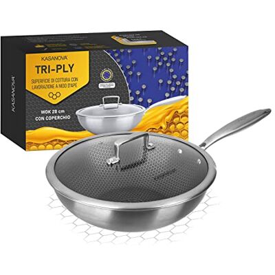 KASANOVA Drielaagse wok 28 cm met 3-laags deksel KASANOVA Drielaagse wok 28 cm met 3-laags deksel