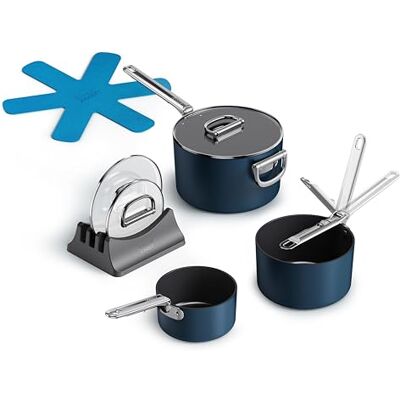 Joseph Joseph Space Kookgerei, 3-delig, ruimtebesparend, inklapbare handgrepen, inductie, keramische coating Joseph Joseph Space Kookgerei, 3-delig, ruimtebesparend, inklapbare handgrepen, inductie, keramische coating