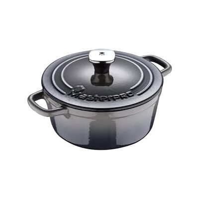 MasterPRO Unique Kookpan 19 cm met deksel, grijs, gemaakt van gietijzer, ergonomische handgrepen, geschikt voor alle soorten keukens MasterPRO Unique Kookpan 19 cm met deksel, grijs, gemaakt van gietijzer, ergonomische handgrepen, geschikt voor alle soorten keukens