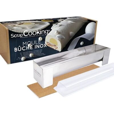 ScrapCooking SCRAP COOKING 1910 Kerstblokvorm met inzetstuk – set van roestvrij staal – houten goot van metaal – accessoires voor gebak kerstdessert – met recept voor houtblokken, 3 chocolaatjes ScrapCooking SCRAP COOKING 1910 Kerstblokvorm met inzetstuk – set van roestvrij staal – houten goot van metaal – accessoires voor gebak kerstdessert – met recept voor houtblokken, 3 chocolaatjes