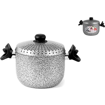 Home Salt N'Pepper Pastapan, antiaanbaklaag, aluminium, 4 l, zwart/grijs, 20 cm Home Salt N'Pepper Pastapan, antiaanbaklaag, aluminium, 4 l, zwart/grijs, 20 cm
