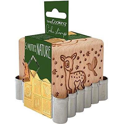 ScrapCooking Houten gebakstempel met betoverd bospatroon met 1 uitsteekvorm voor koekjes en decoratieve kubus met 5 zijden gegraveerd in reliëf, vorm decoratie, 5127 ScrapCooking Houten gebakstempel met betoverd bospatroon met 1 uitsteekvorm voor koekjes en decoratieve kubus met 5 zijden gegraveerd in reliëf, vorm decoratie, 5127