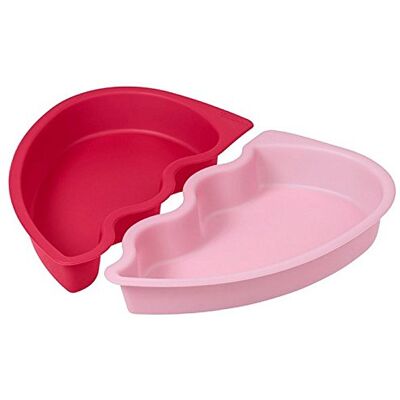 Wilton 0267332 2 vormen met antiaanbaklaag, hart in twee rood/roze, 26 x 27 x 3,5 cm, metaal Wilton 0267332 2 vormen met antiaanbaklaag, hart in twee rood/roze, 26 x 27 x 3,5 cm, metaal