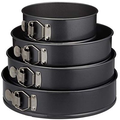 Relaxdays , grijs-metallic springvormset, 4-delig, rond, Ø 18/24/26/28 cm, cakevorm, antiaanbaklaag, 250° hittebestendig, staal, standaard Relaxdays , grijs-metallic springvormset, 4-delig, rond, Ø 18/24/26/28 cm, cakevorm, antiaanbaklaag, 250° hittebestendig, staal, standaard