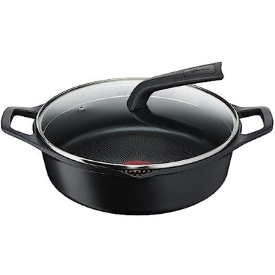 Lagostina Aroma Lage braadpan met 2 handgrepen met deksel, pan van gegoten aluminium Ø 28 cm, inductiepan, gas en oven met thermo-signaal, titanium coating, Lagostina Aroma Lage braadpan met 2 handgrepen met deksel, pan van gegoten aluminium Ø 28 cm, inductiepan, gas en oven met thermo-signaal, titanium coating,