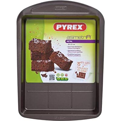 Pyrex Asimetria Brownievorm van metaal, antiaanbaklaag, 28 x 22 cm Pyrex Asimetria Brownievorm van metaal, antiaanbaklaag, 28 x 22 cm