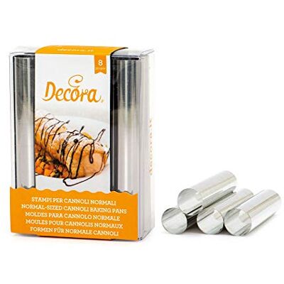 Decora 0060210 verpakking van 8 Cannoli, normaal, 2,2 cm x 12 cm, metaal, zilver Decora 0060210 verpakking van 8 Cannoli, normaal, 2,2 cm x 12 cm, metaal, zilver