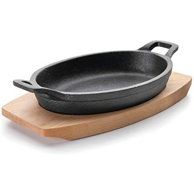 LACOR 25883 Ovale steelpan met magma-basis 21,7 x 15 cm van gietijzer, kleur zwart LACOR 25883 Ovale steelpan met magma-basis 21,7 x 15 cm van gietijzer, kleur zwart
