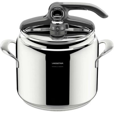 Lagostina Diva snelkookpan, 9 l, roestvrij staal, inclusief mand, met Lagofusion®-bodem en 2-drukventiel, geschikt voor inductie Lagostina Diva snelkookpan, 9 l, roestvrij staal, inclusief mand, met Lagofusion®-bodem en 2-drukventiel, geschikt voor inductie
