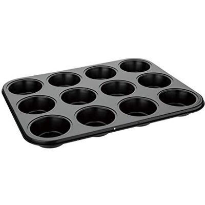 Vogue Muffinvormpjes van koolstofstaal voor 12 muffins, 35 x 27 x 3 cm Vogue Muffinvormpjes van koolstofstaal voor 12 muffins, 35 x 27 x 3 cm