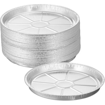 Relaxdays Set van 50 ronde aluminium schalen H x D 2,5 x 27,5 cm, Linzer taartvorm, afdruipschaal, indirect rooster, zilverkleurig Relaxdays Set van 50 ronde aluminium schalen H x D 2,5 x 27,5 cm, Linzer taartvorm, afdruipschaal, indirect rooster, zilverkleurig