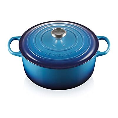 Le Creuset Signature Stoofpan van geëmailleerd gietijzer met deksel, Ø 28 cm, rond, 6,7 liter, 6,125 kg, azuur, 21177282202430 Le Creuset Signature Stoofpan van geëmailleerd gietijzer met deksel, Ø 28 cm, rond, 6,7 liter, 6,125 kg, azuur, 21177282202430