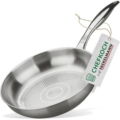 Fackelmann Chefkoch Braadpan Ø 24 cm met honingraatbodem, hoogwaardige Hoogwaardige roestvrijstalen pan, geschikt voor alle warmtebronnen (inclusief inductie), Ø 24 x 5 cm Fackelmann Chefkoch Braadpan Ø 24 cm met honingraatbodem, hoogwaardige Hoogwaardige roestvrijstalen pan, geschikt voor alle warmtebronnen (inclusief inductie), Ø 24 x 5 cm